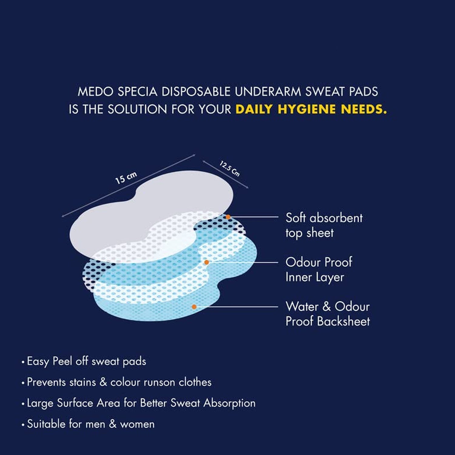 Underarms Sweat Pads Disposable Highly Absorbent Pads Cotton Anti-Allergic Anti Bacteria Anti Smell Underarm Perspiration Pad For Men And Women (Pack of 10) Underarms Sweat Pads Disposable Highly Absorbent Pads Cotton Anti-Allergic Anti Bacteria Anti Smell Underarm Perspiration Pad For Men And Women (Pack of 10)
